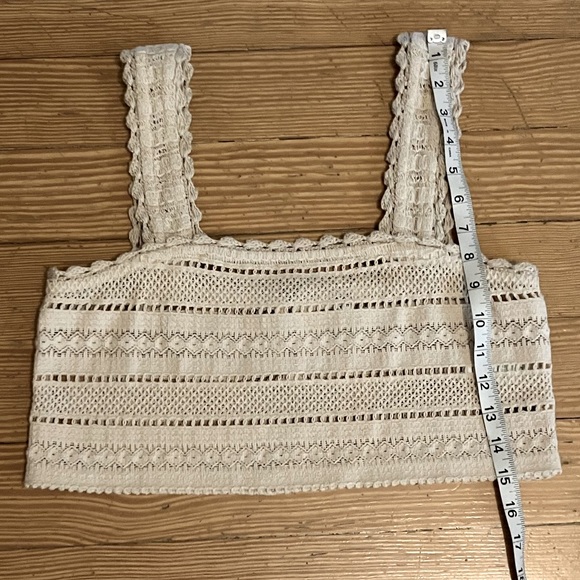 Aerie Cotton Crochet Crop Top in Sand Sz XS - Picture 5 of 8